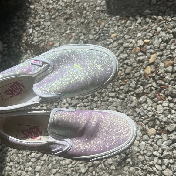 Vans White Slip-On Sneakers with Iridescent glitter (turn purple in the sun) - Picture 5 of 5